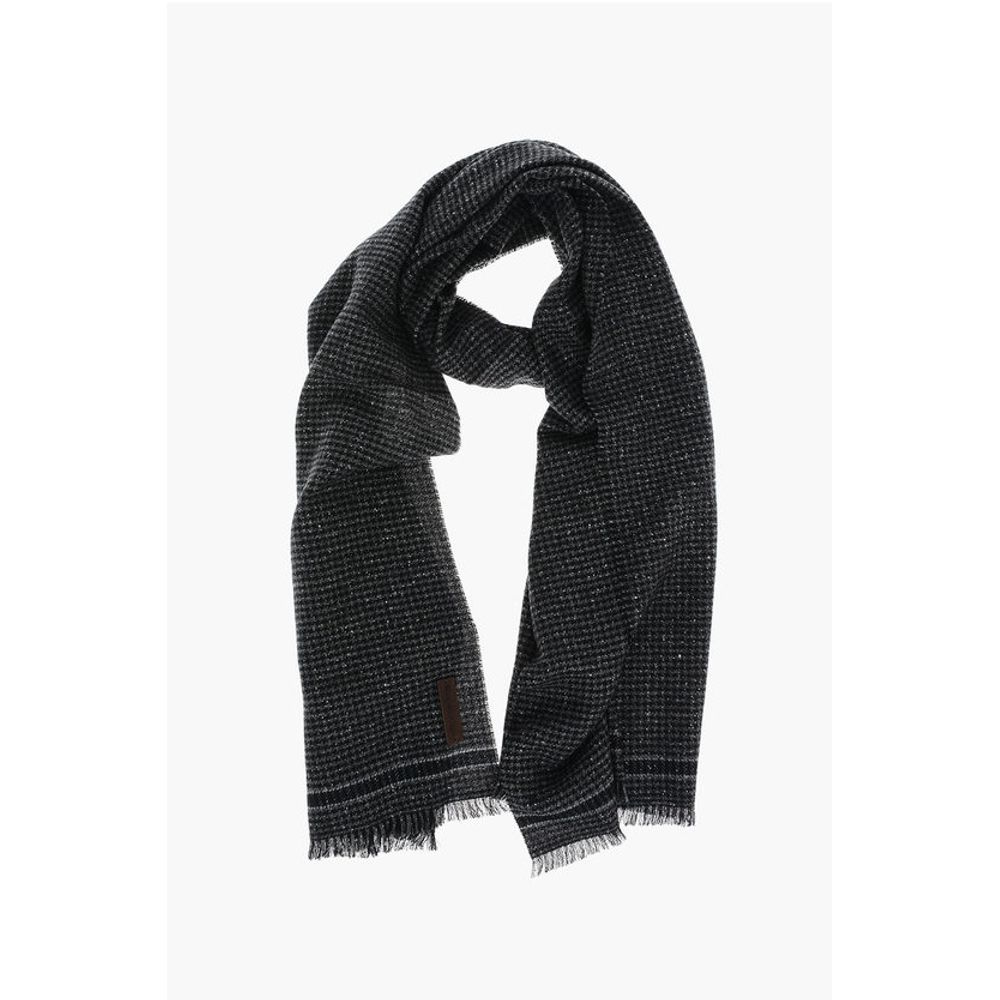 Ermenegildo Zegna Houndstooth Scarf with Fringes