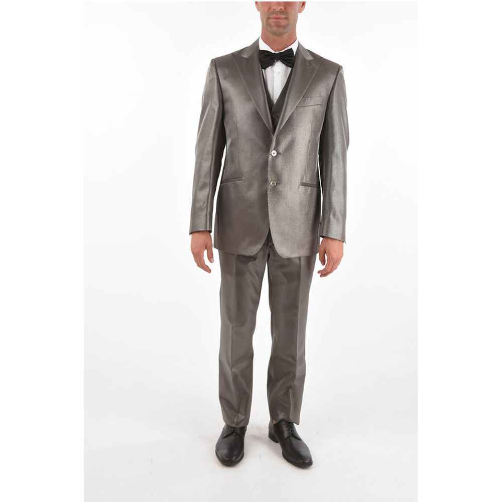 Corneliani Lurex 3-piece Waistcoat Suit with Peak Lapel