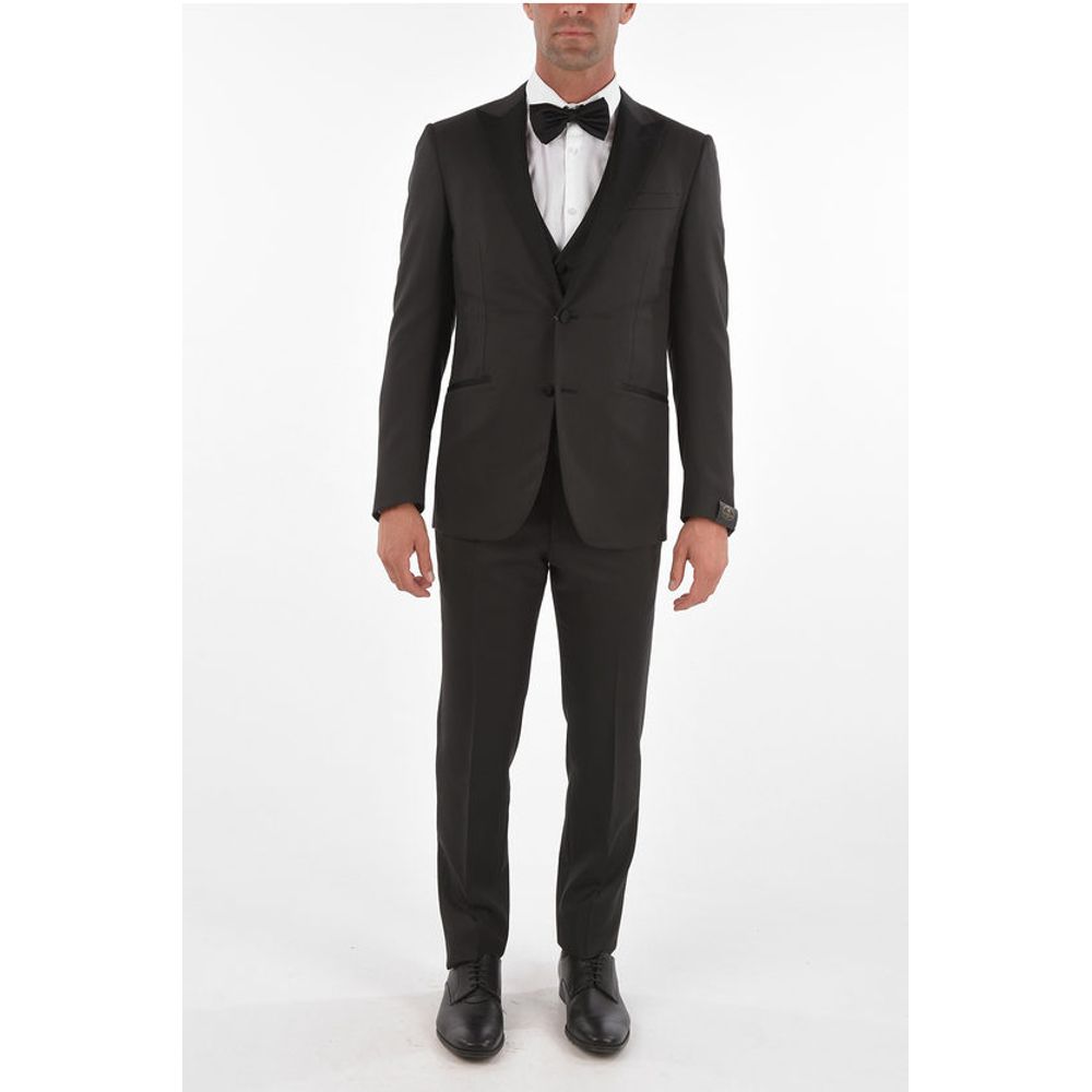 Corneliani center vent peak lapel CERIM.ACADEMY 3 piece waistcoat suit