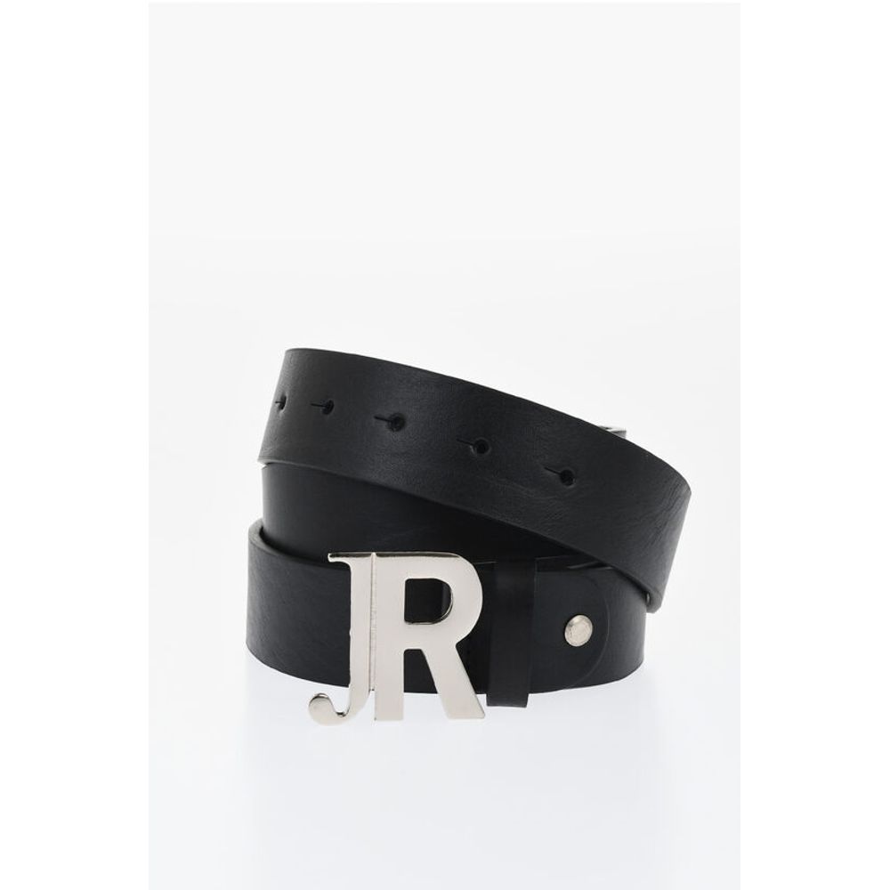 John Richmond Solid Color Leather Belt 35mm