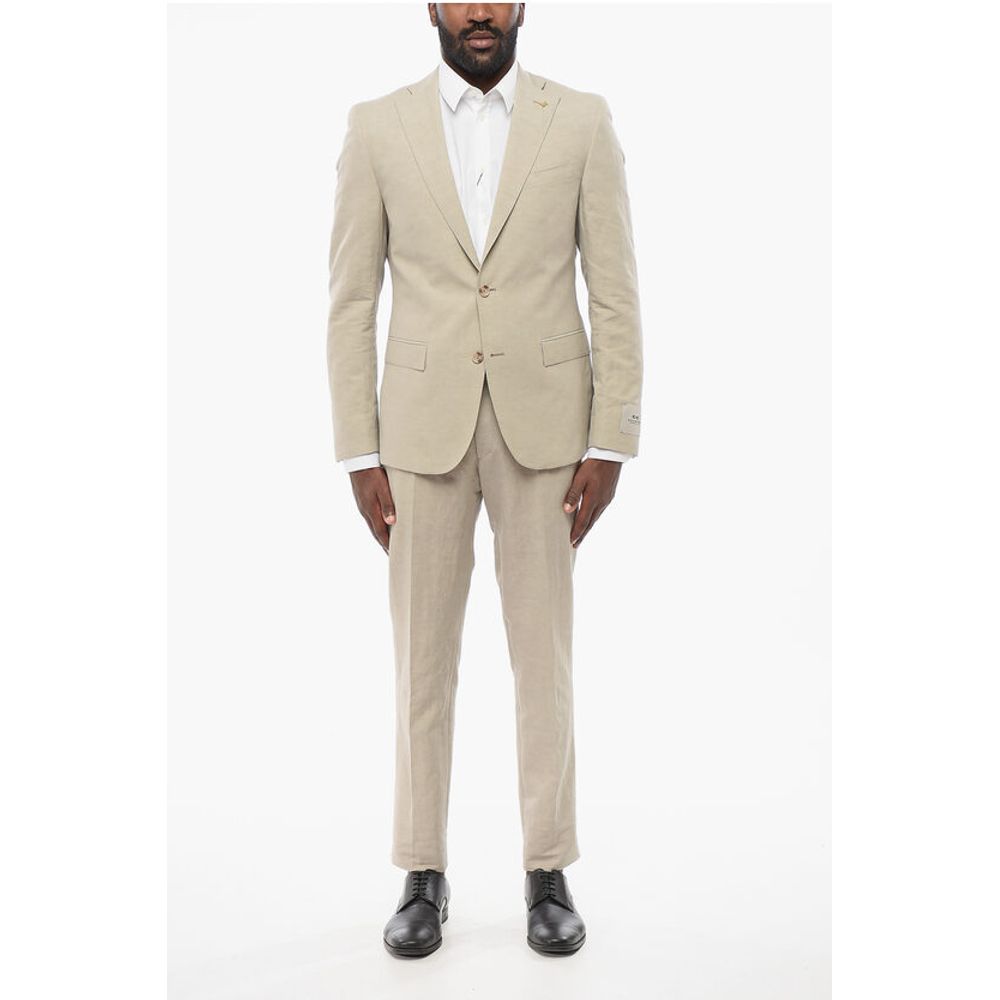 Corneliani CC COLLECTION Linen Blend RESET Suit with Flap Pockets