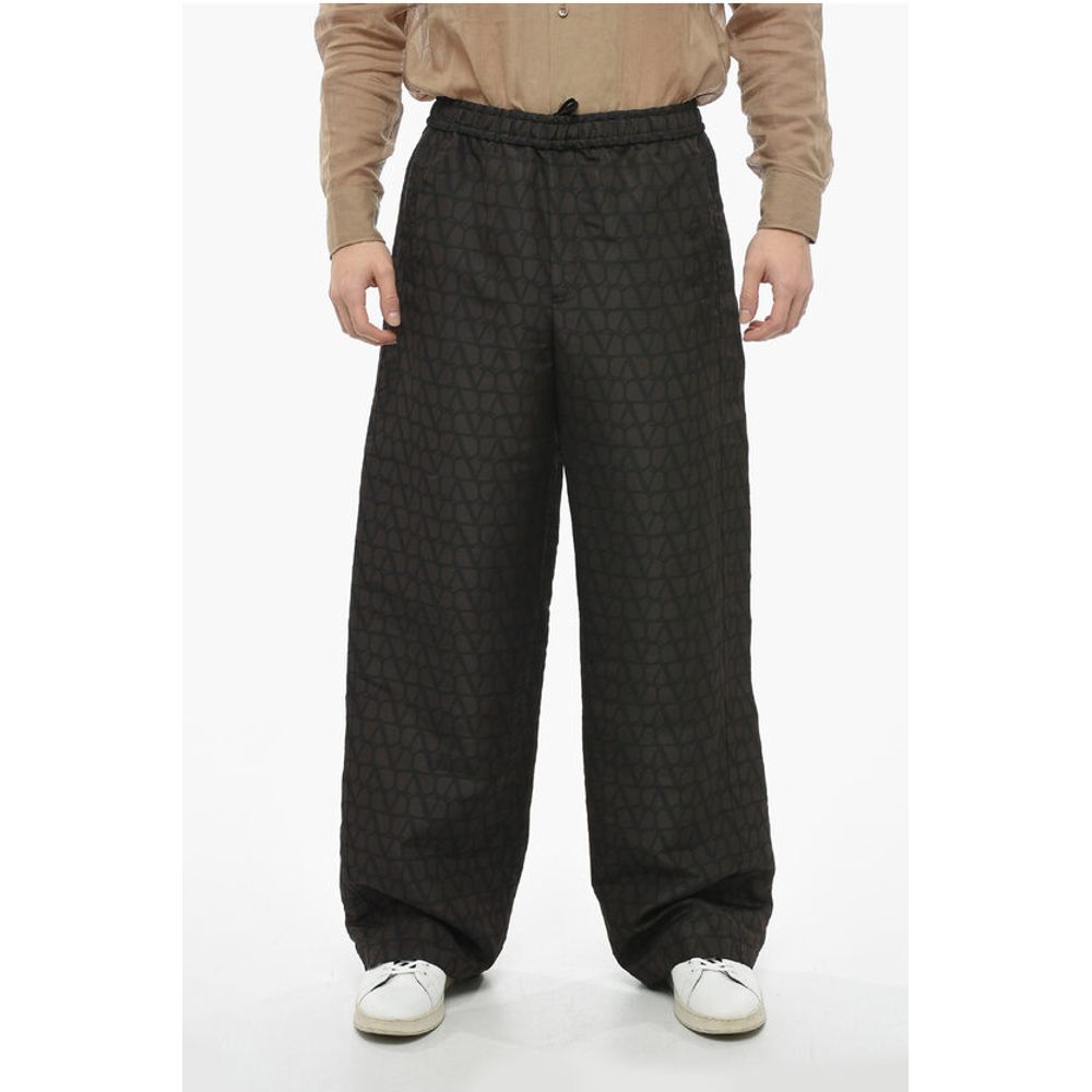 Valentino Silk Joggers with All Over Logoed Pattern