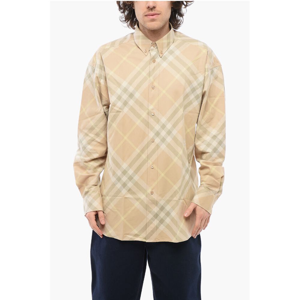 Burberry Checkered Shirt with Button-down Collar