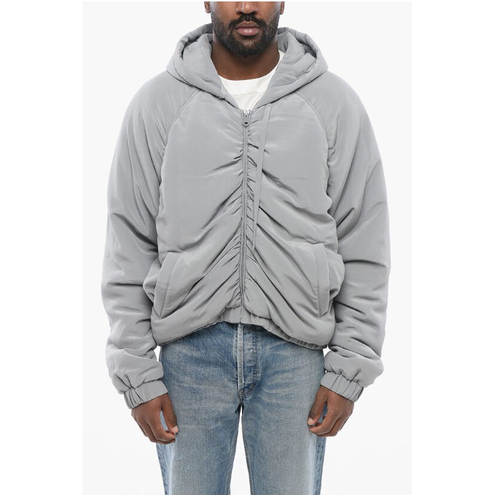 Dolce & Gabbana Padded Silk Hoodie with Front Zip