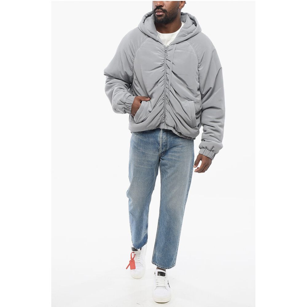 Dolce & Gabbana Padded Silk Hoodie with Front Zip