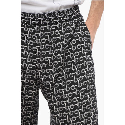 Burberry Chain Printed Silk Shorts with Elastic Waistband