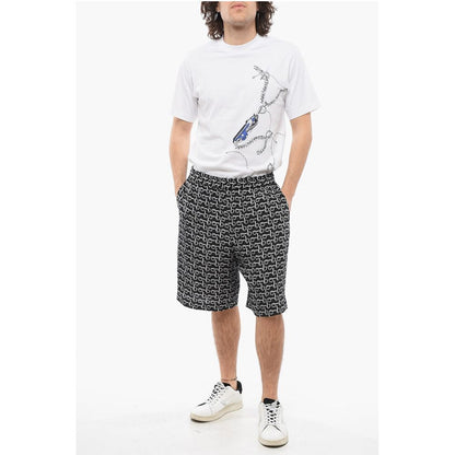 Burberry Chain Printed Silk Shorts with Elastic Waistband