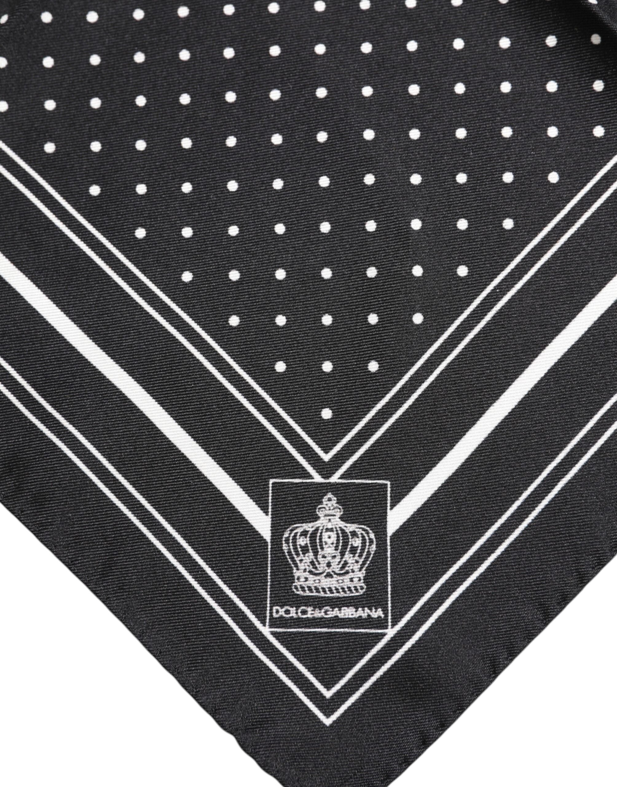 Dolce & Gabbana Black White Polka Dot Men Foulard Scarf