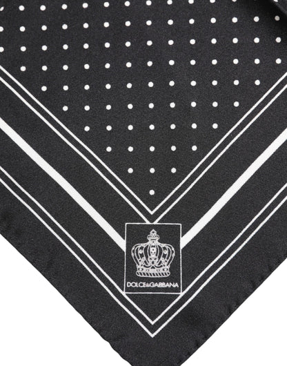 Dolce & Gabbana Black White Polka Dot Men Foulard Scarf