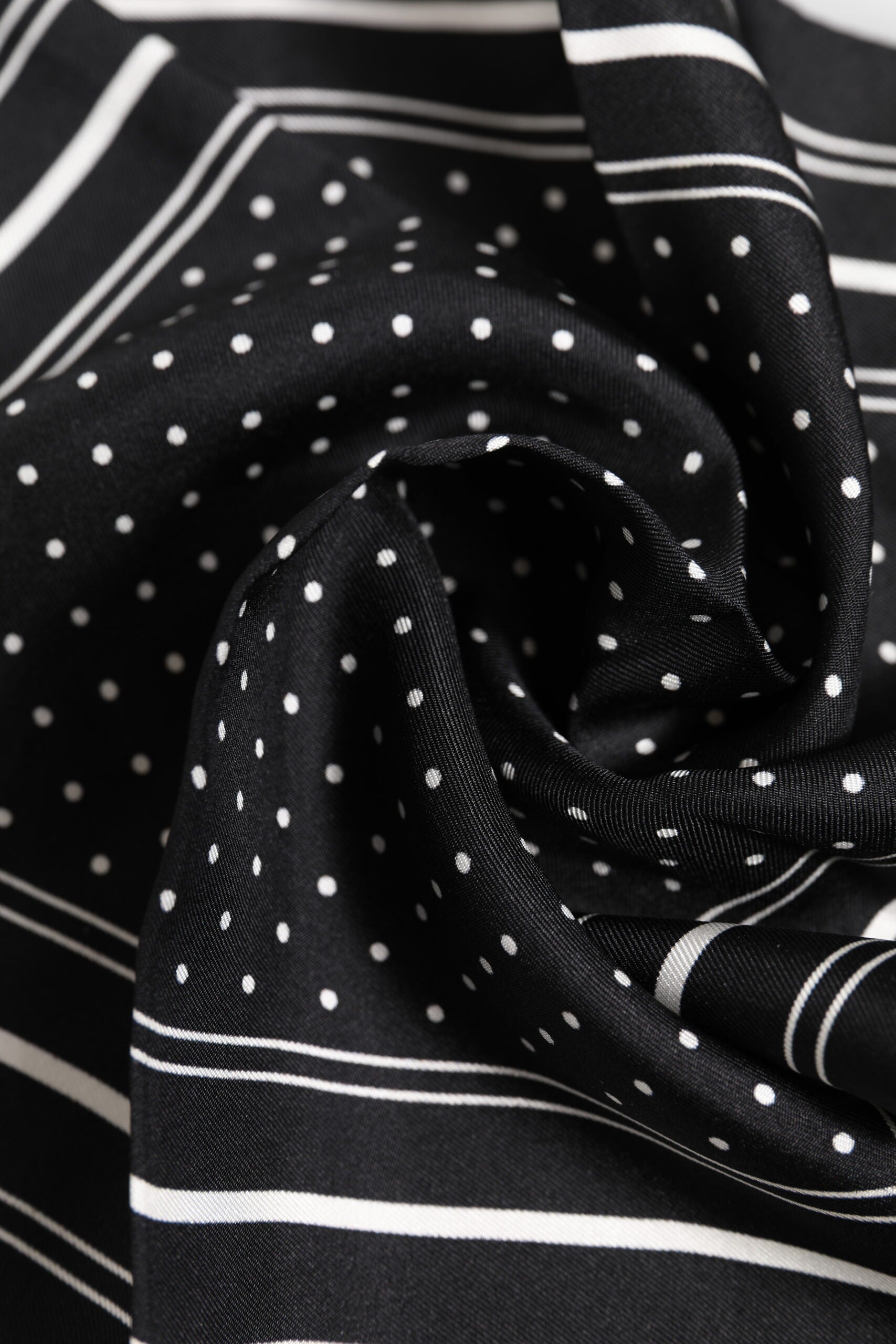 Dolce & Gabbana Black White Polka Dot Men Foulard Scarf