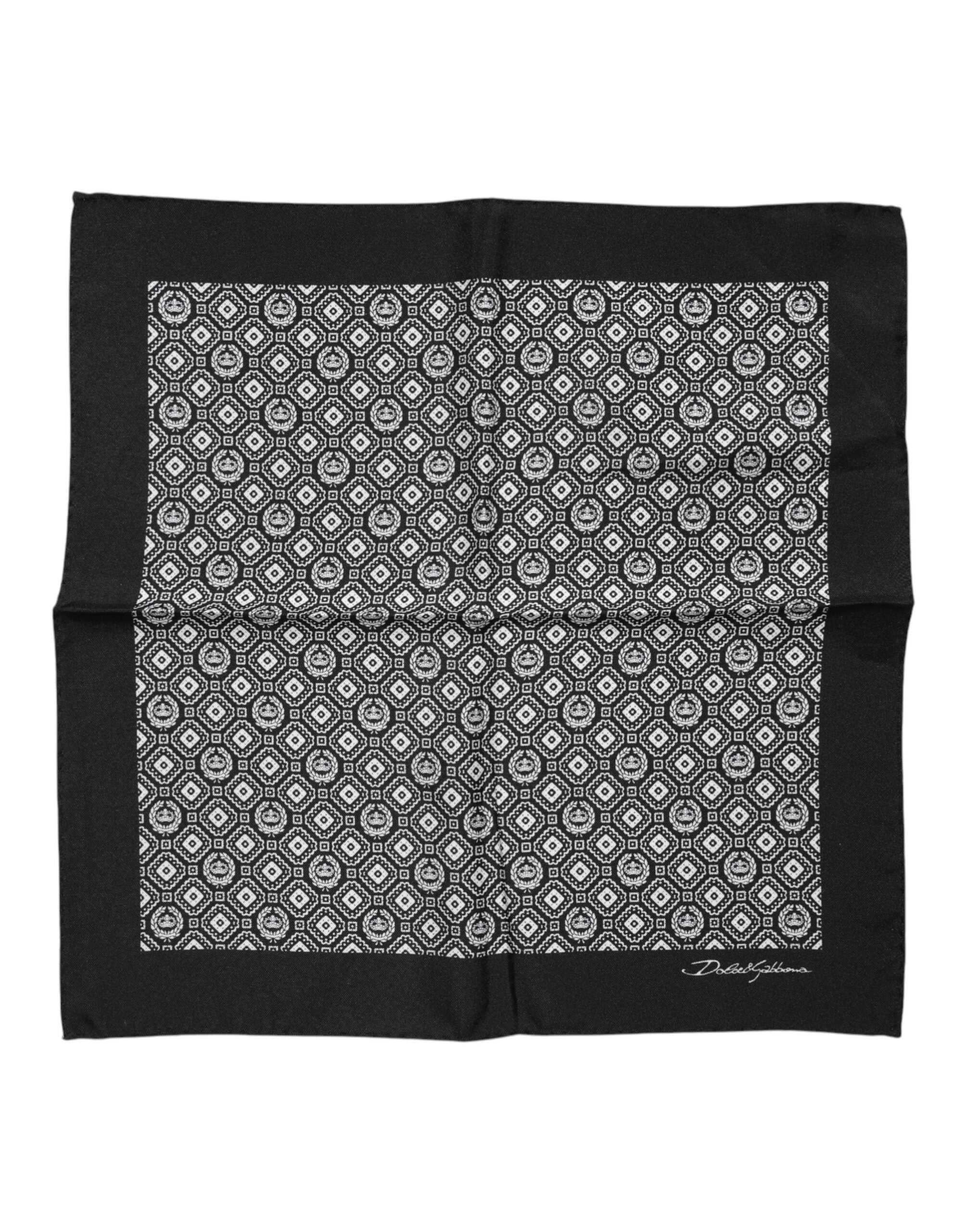 Dolce & Gabbana Black White Patterned Square Foulard Scarf