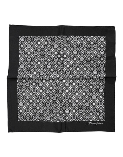 Dolce & Gabbana Black White Patterned Square Foulard Scarf