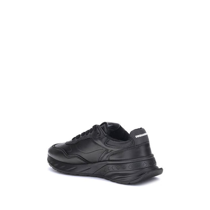 Dsquared² Black Calf Leather Bos Taurus Athletic Sneakers