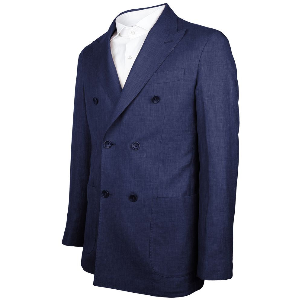 Loro Piana Made in Italy Blue Linen Blazer