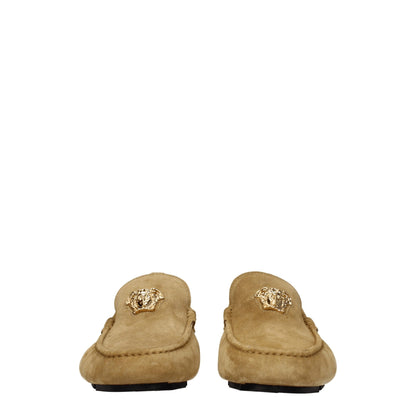 Versace Beige Leather Slip-On Loafers
