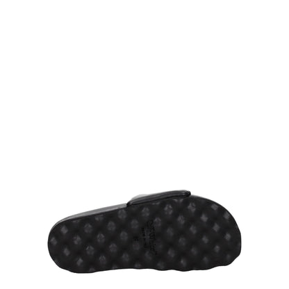 Off-White Black Leather Slippers Sandals