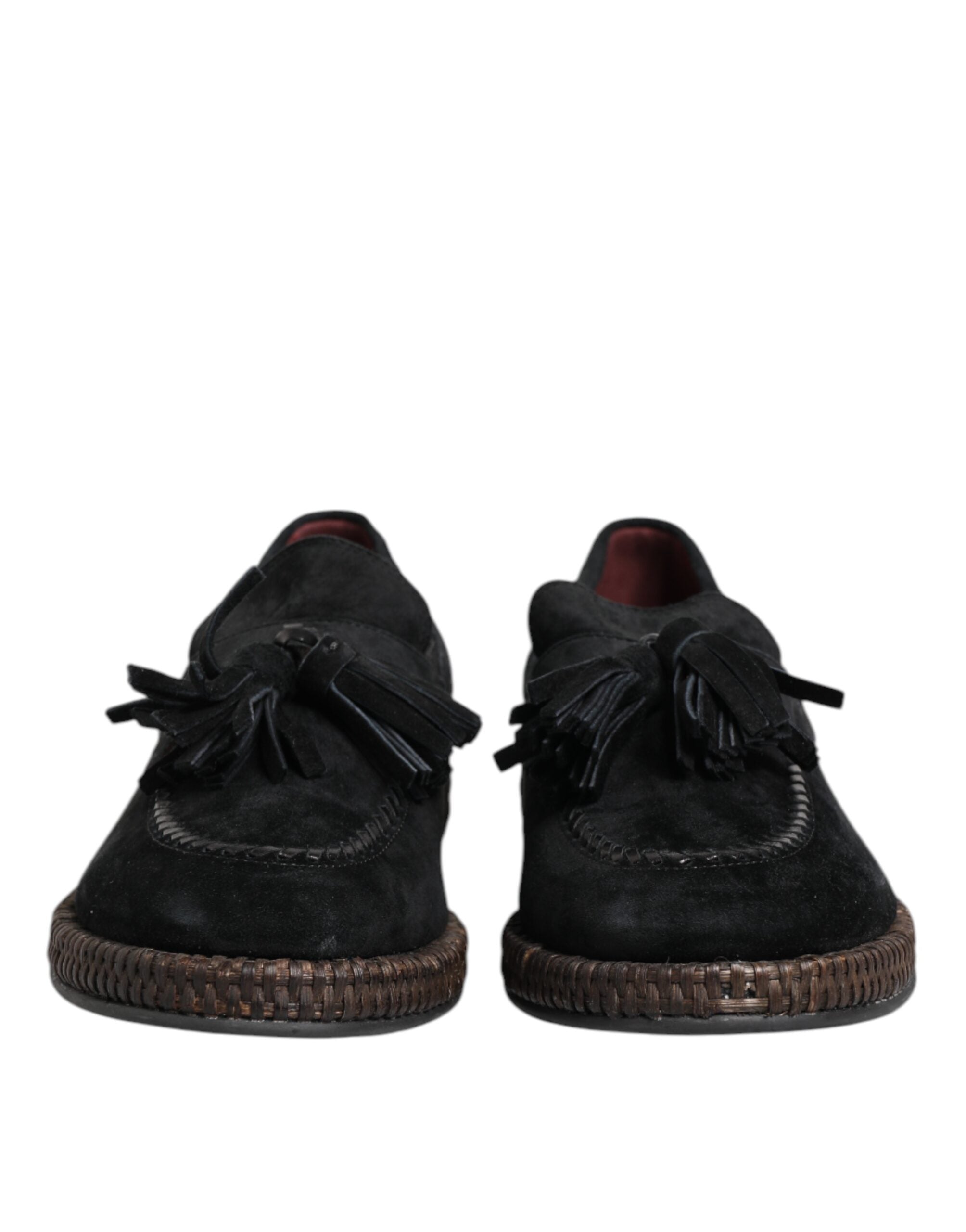 Dolce & Gabbana Black Suede Tassel Embellished Loafers Shoes