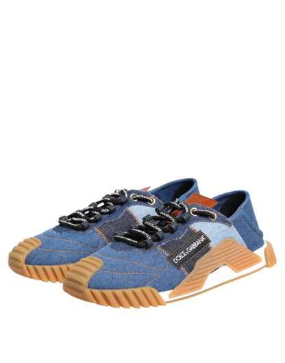 Dolce & Gabbana Blue Lace Up Low Top NS1 Sneakers Shoes