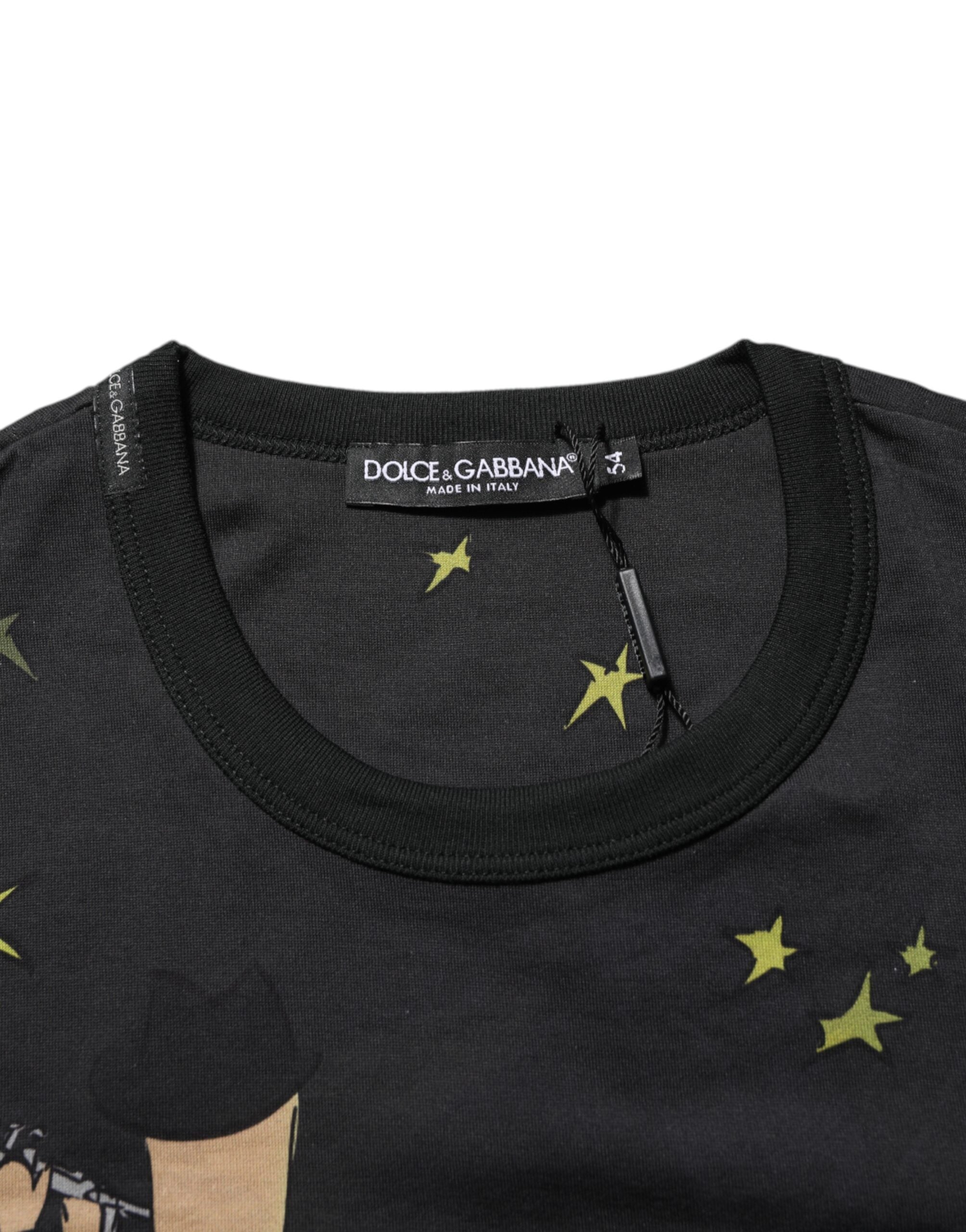 Dolce & Gabbana Black Musical Print Cotton Crew Neck T-shirt