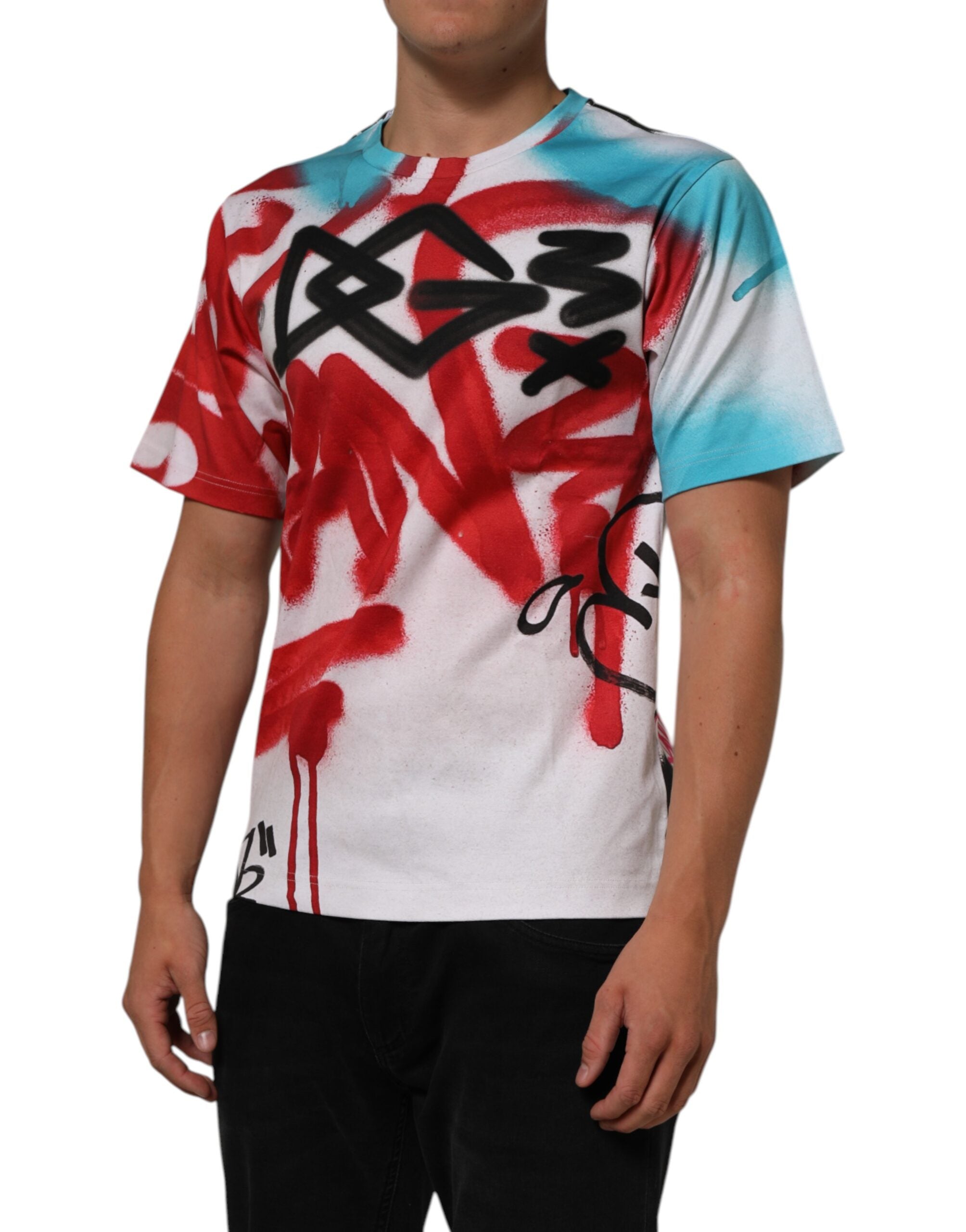 Dolce & Gabbana White Graffiti Crew Neck Short Sleeves T-shirt