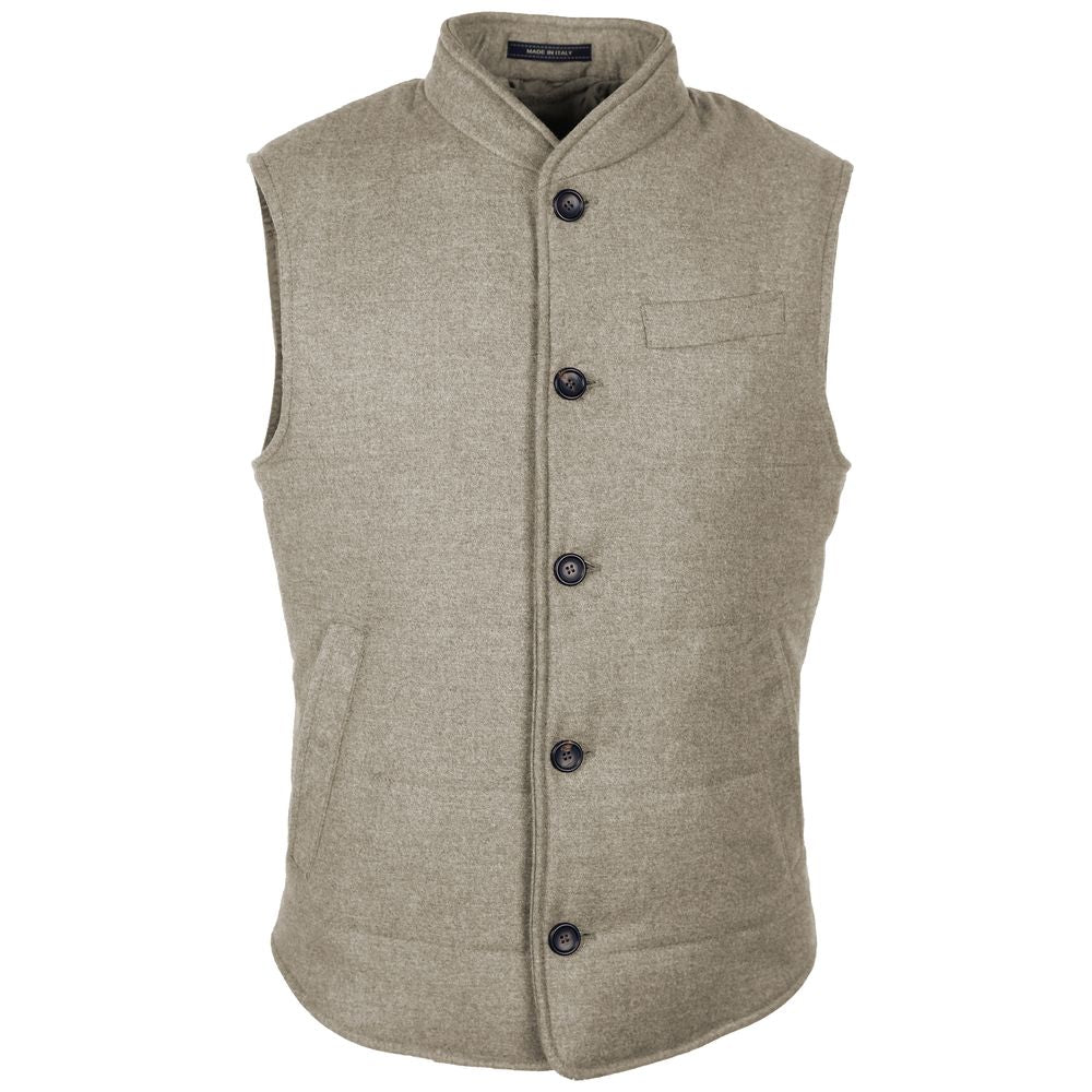 Made in Italy Beige Wool Sleveless Jacket