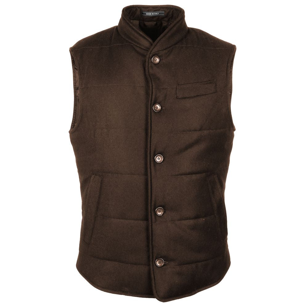 Loro Piana Made in Italy Brown Wool Sleveless Jacket