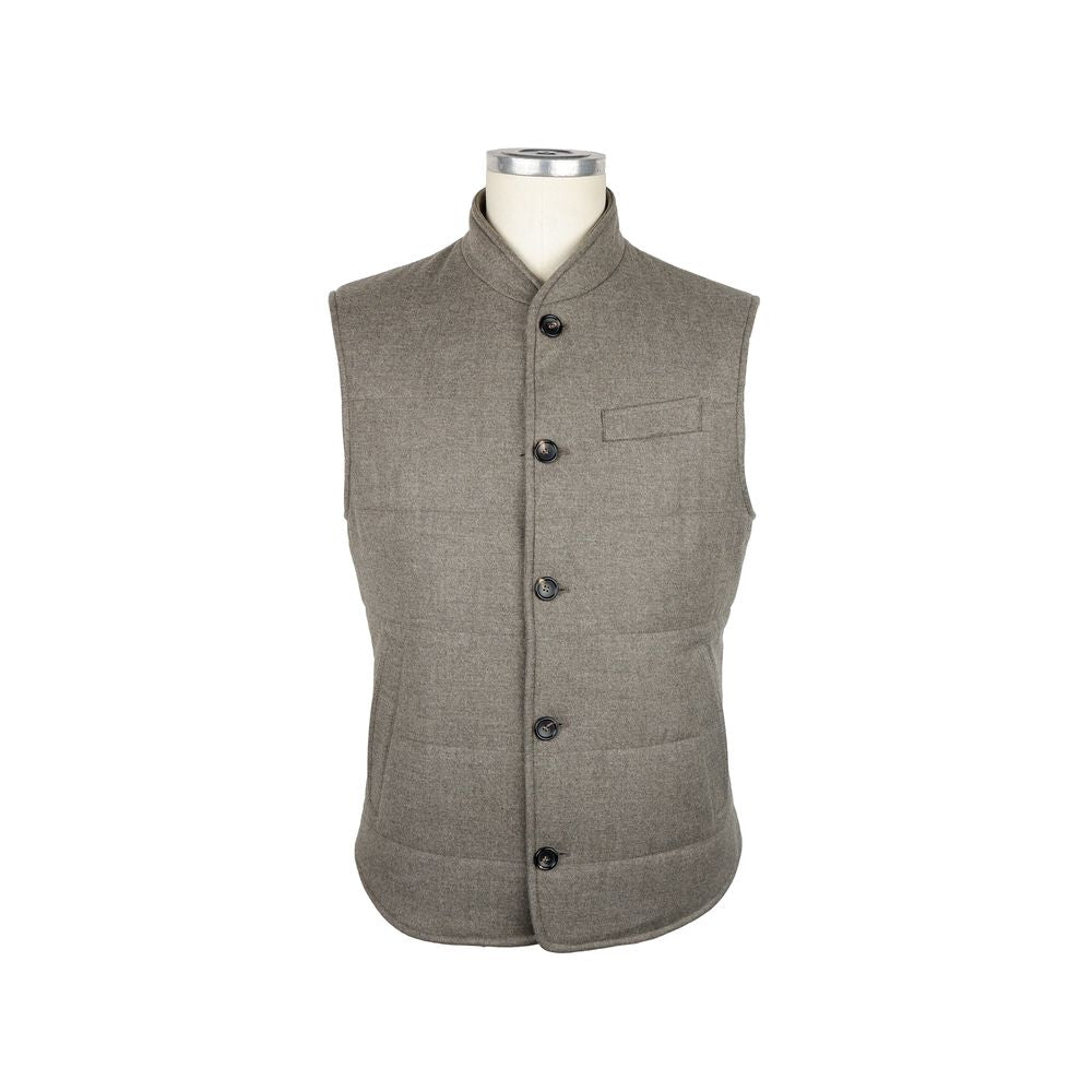 Loro Piana Made in Italy Brown Wool Sleveless Jacket