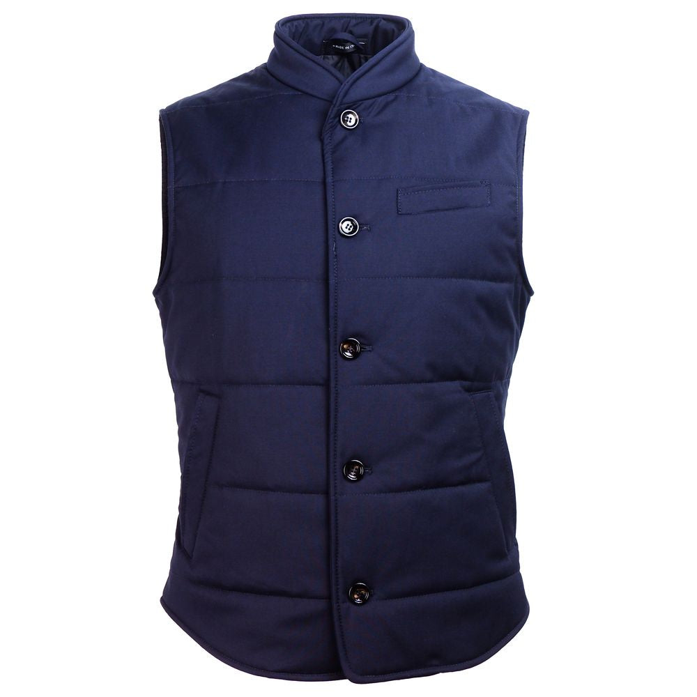 Loro Piana Made in Italy Blue Wool Sleveless Jacket
