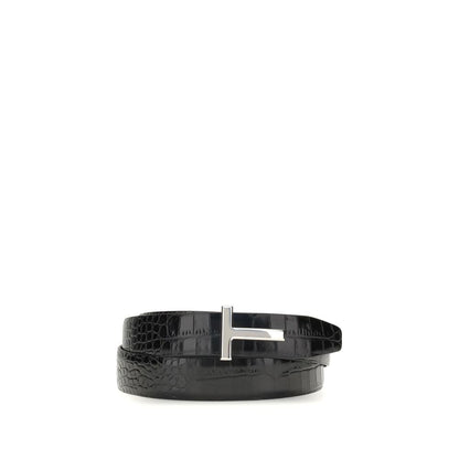 Tom Ford SHINY PRINTED CROC REVERSIBLE T BELT 30