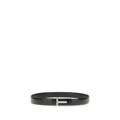 Tom Ford SHINY PRINTED CROC REVERSIBLE T BELT 30