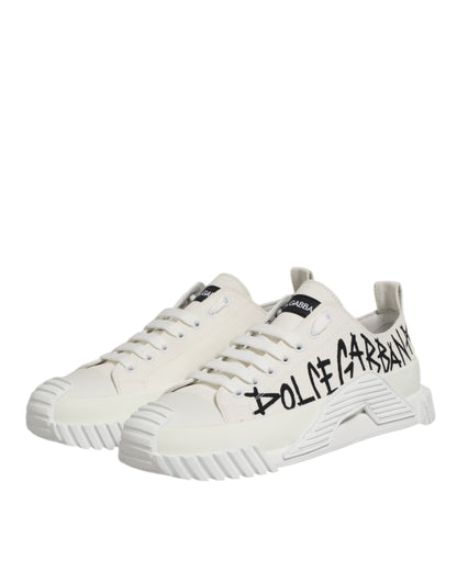 Dolce & Gabbana White Cotton NS1 Low Top Sneaker Shoes