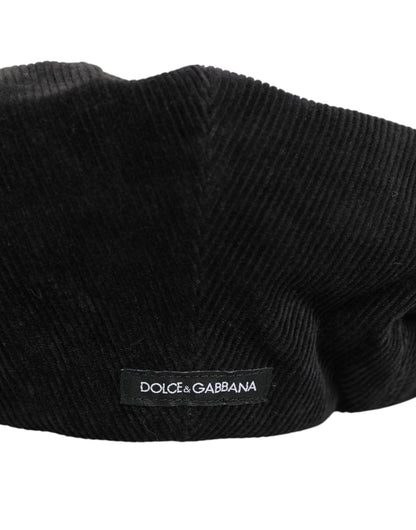 Dolce & Gabbana Black Cotton DG Logo Newsboy Cloth Capello Hat