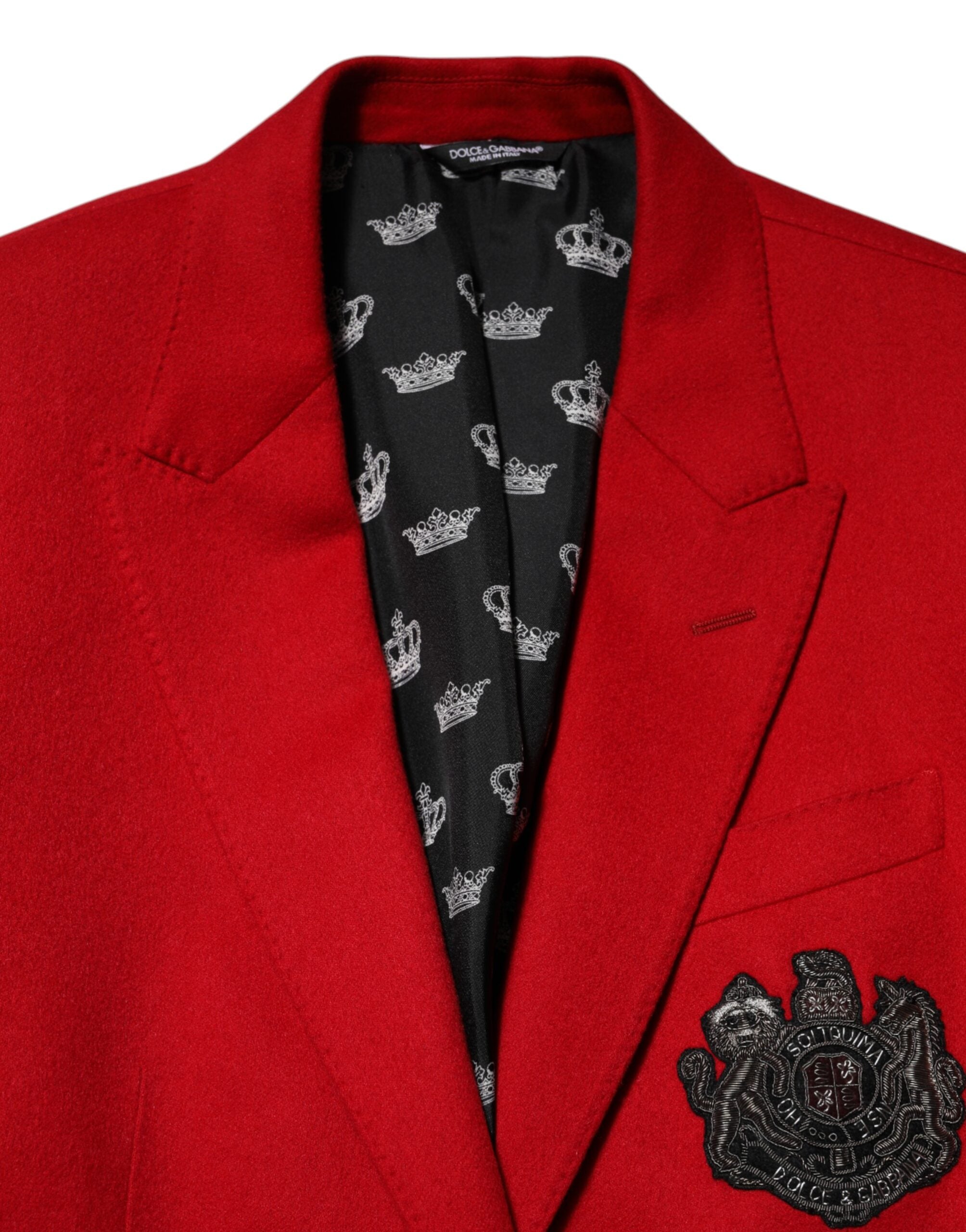 Dolce & Gabbana Red Cashmere 2 Buttons Suit Jacket Blazer