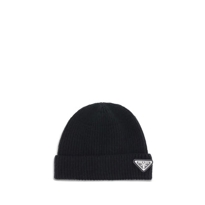 Prada Black Fleece Wool Beanie