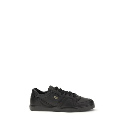 Prada Black Calf Leather Bos Taurus Low Top Sneakers