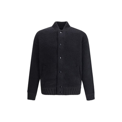 Laneus Black Merino Wool Bomber