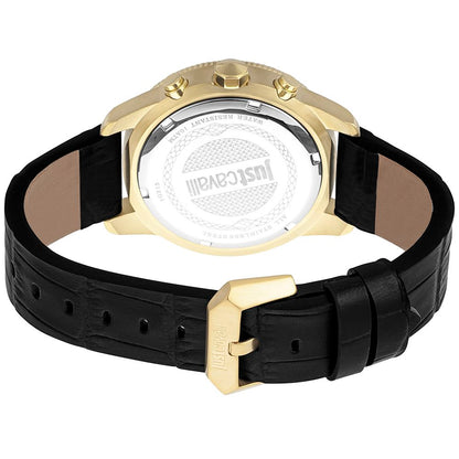 Just Cavalli Black Leather Dress Watch