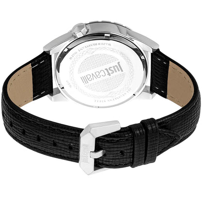Just Cavalli Black Leather Dress Watch