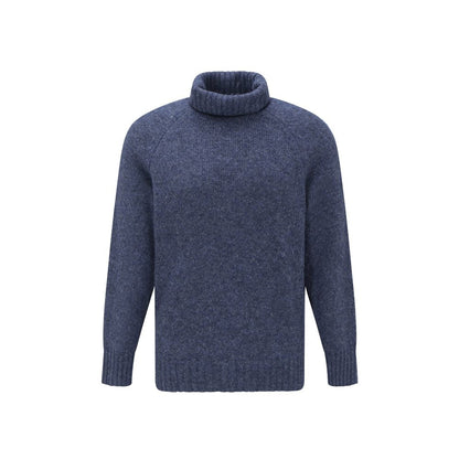 Brunello Cucinelli Blue Alpaca Leather Turtleneck