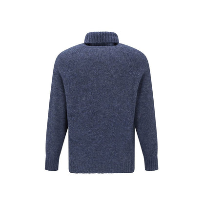 Brunello Cucinelli Blue Alpaca Leather Turtleneck
