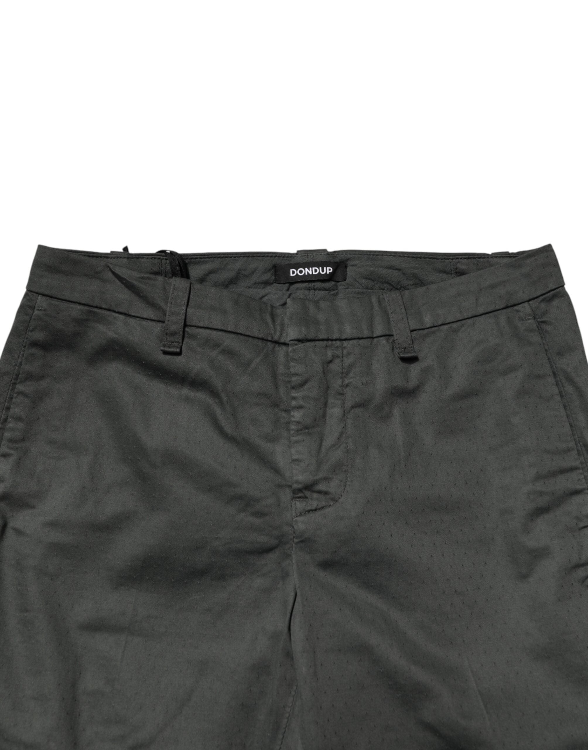 Dondup Dark Gray Cotton Mid Waist Skinny Men Chino Trouser Pants