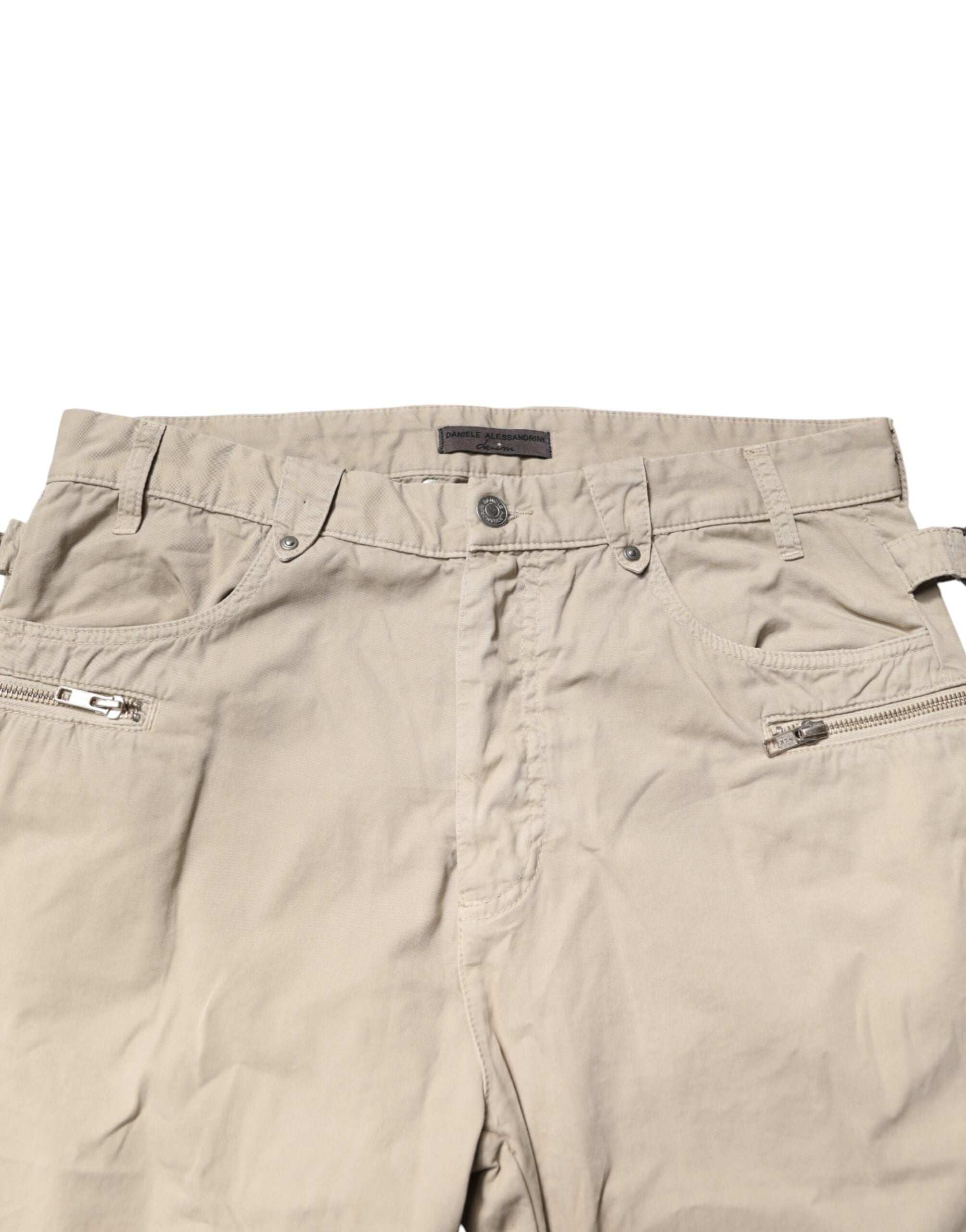 Daniele Alessandrini Beige Cotton Mid Waist Straight Men Denim Jeans