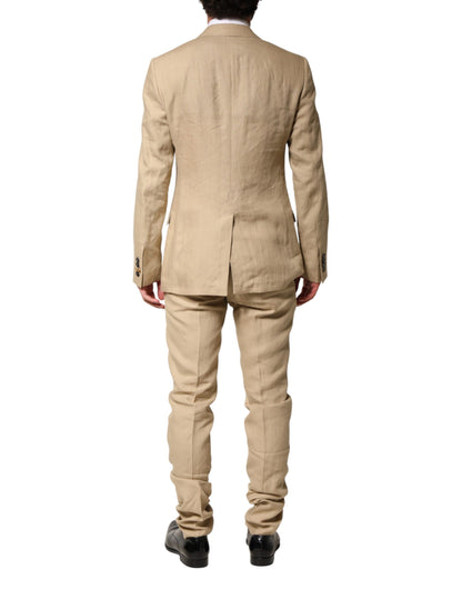 Dolce & Gabbana Beige Linen Single Breasted 2 Piece Suit