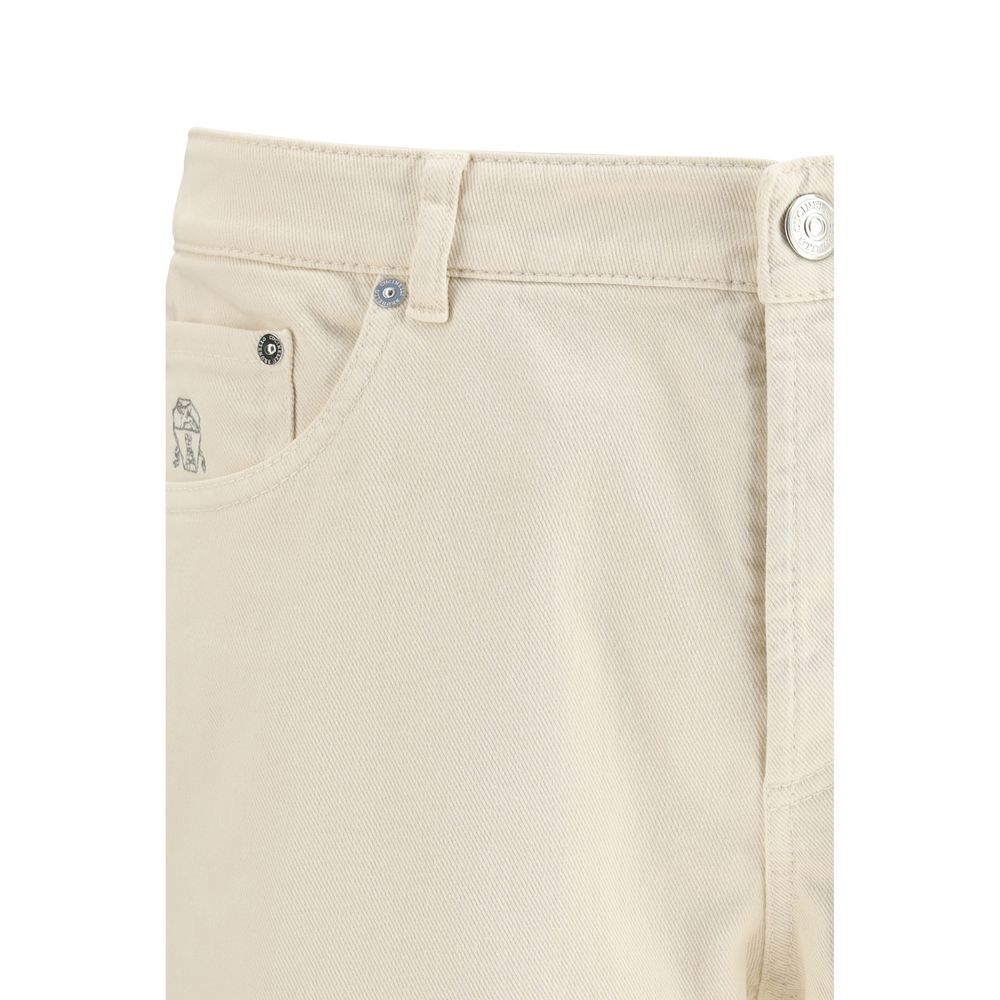 Brunello Cucinelli White Cotton Straight-Leg Jeans