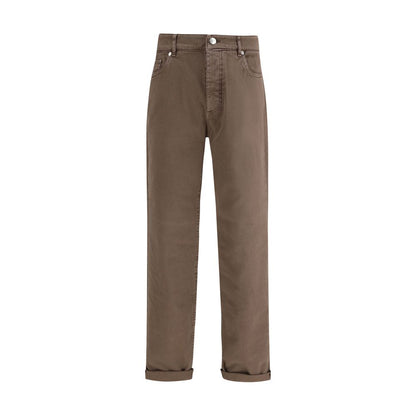 Brunello Cucinelli Brown Cotton High-Waisted Jean