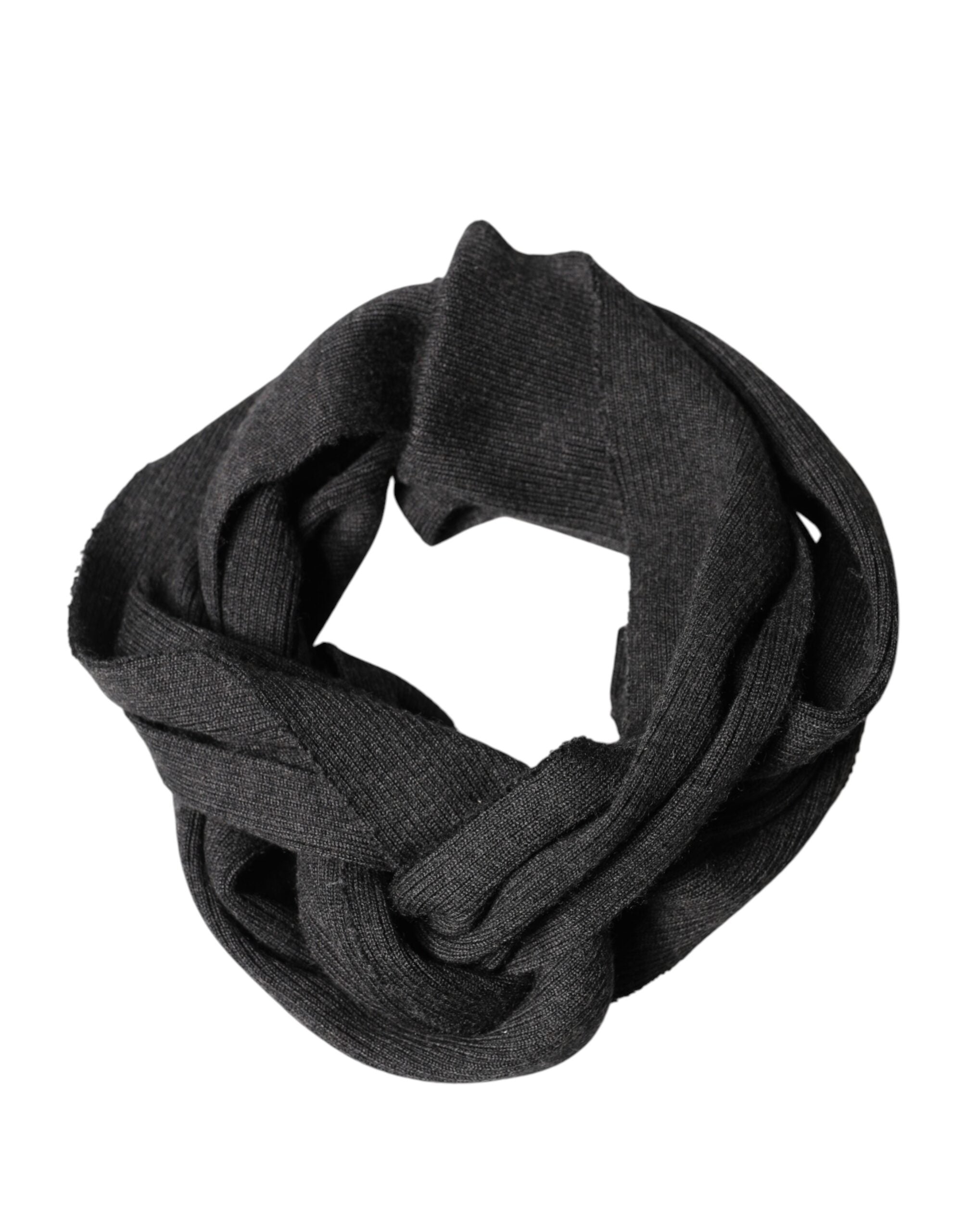 Dolce & Gabbana Black Cashmere Knit Neck Wrap Foulard Scarf