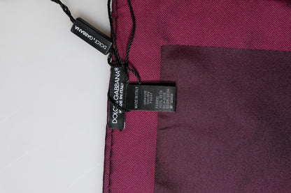 Dolce & Gabbana Maroon Silk Lace Stole Square Foulard Scarf