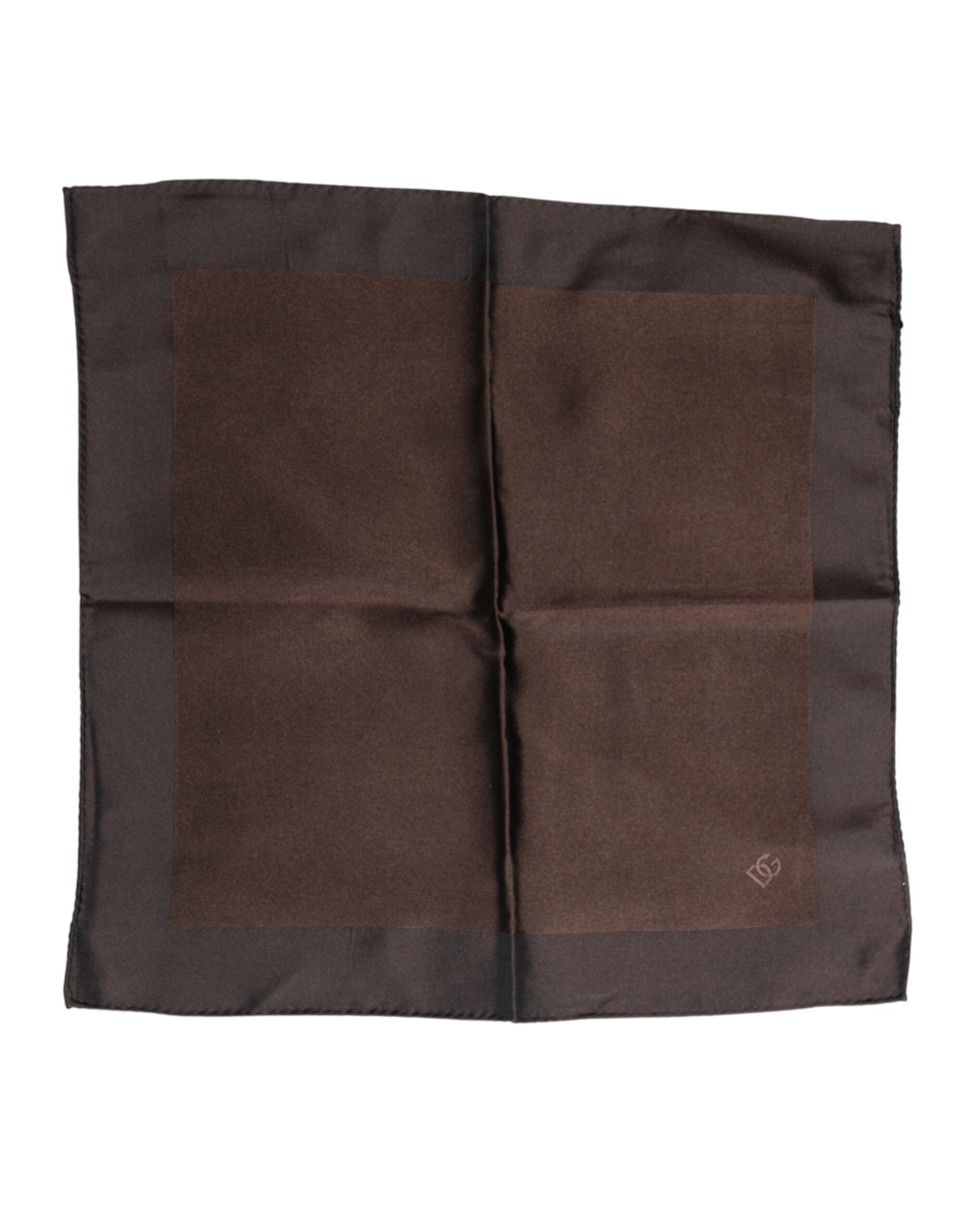 Dolce & Gabbana Brown Logo Silk Square Handkerchief Scarf