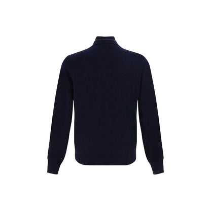 Brunello Cucinelli Blue Fleece Wool Cardigan