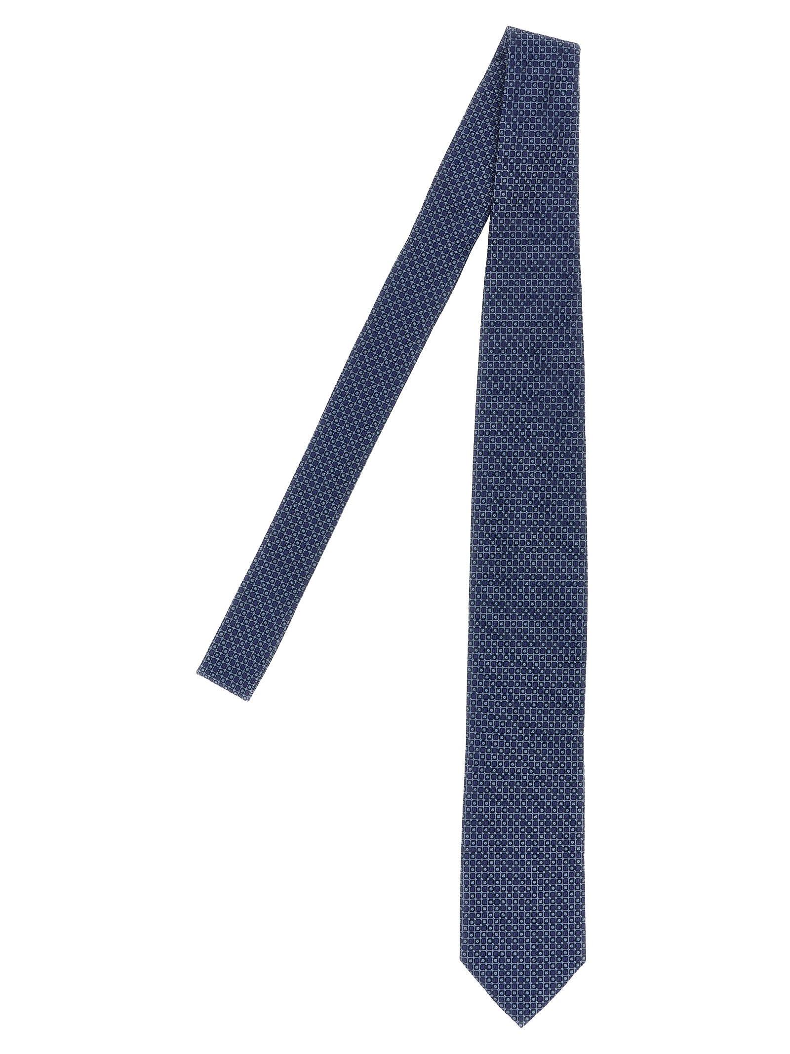 Pal Zileri Tie in Pure Jacquard Silk Navy Blue